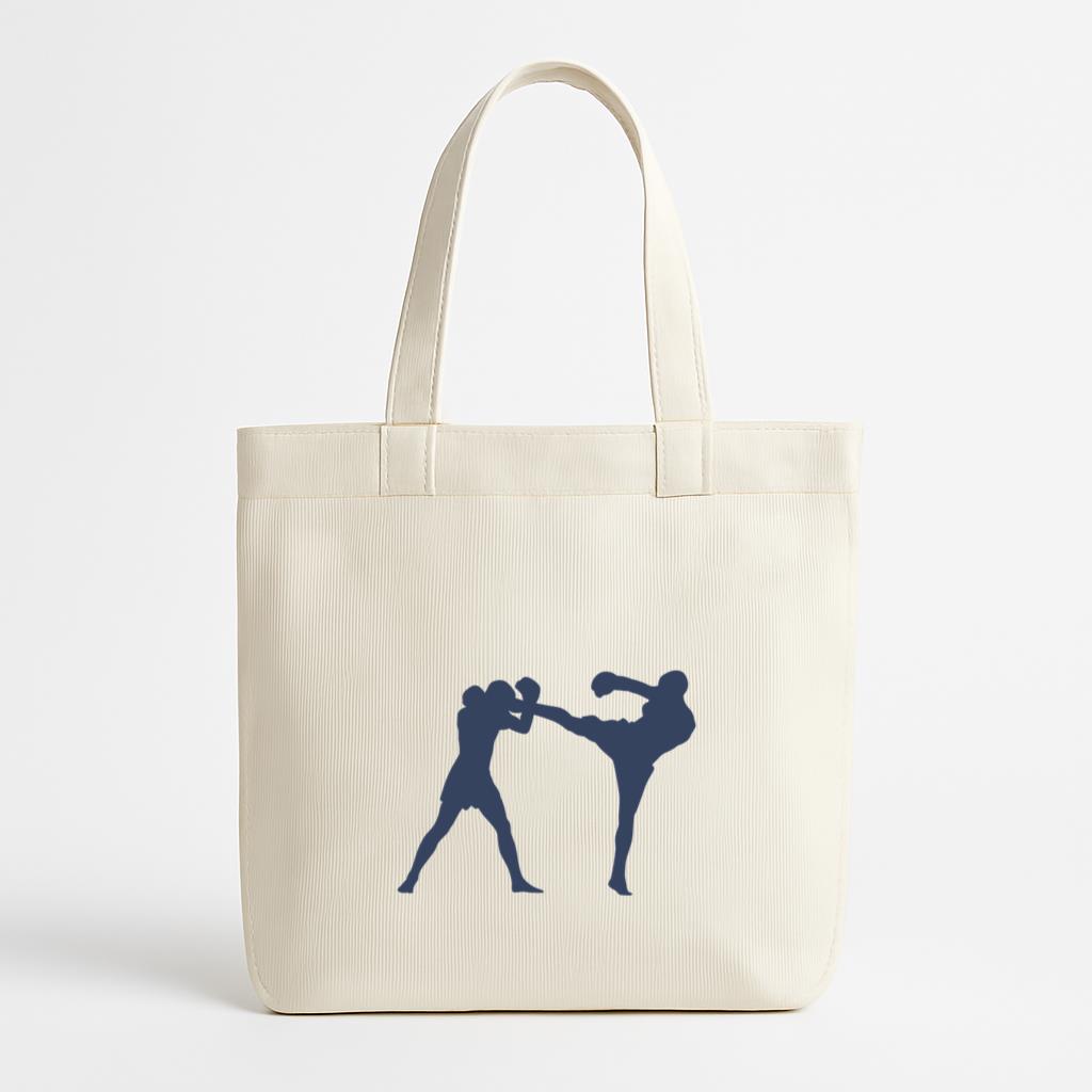 Boxing Kickboxing Fight Blue Silhouette Canvas Tote Bag