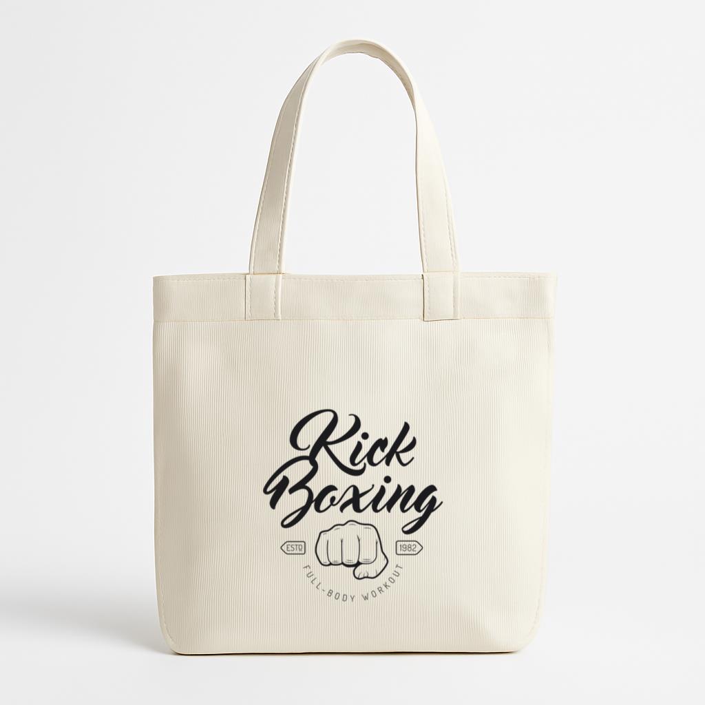 Boxing Kickboxing Fight Logo Emblem Canvas Tote Bag