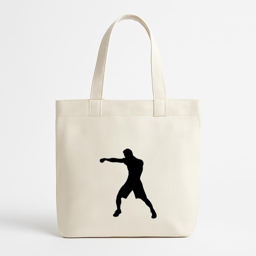 Boxing Player Punch Silhouette Canvas Tote Bag