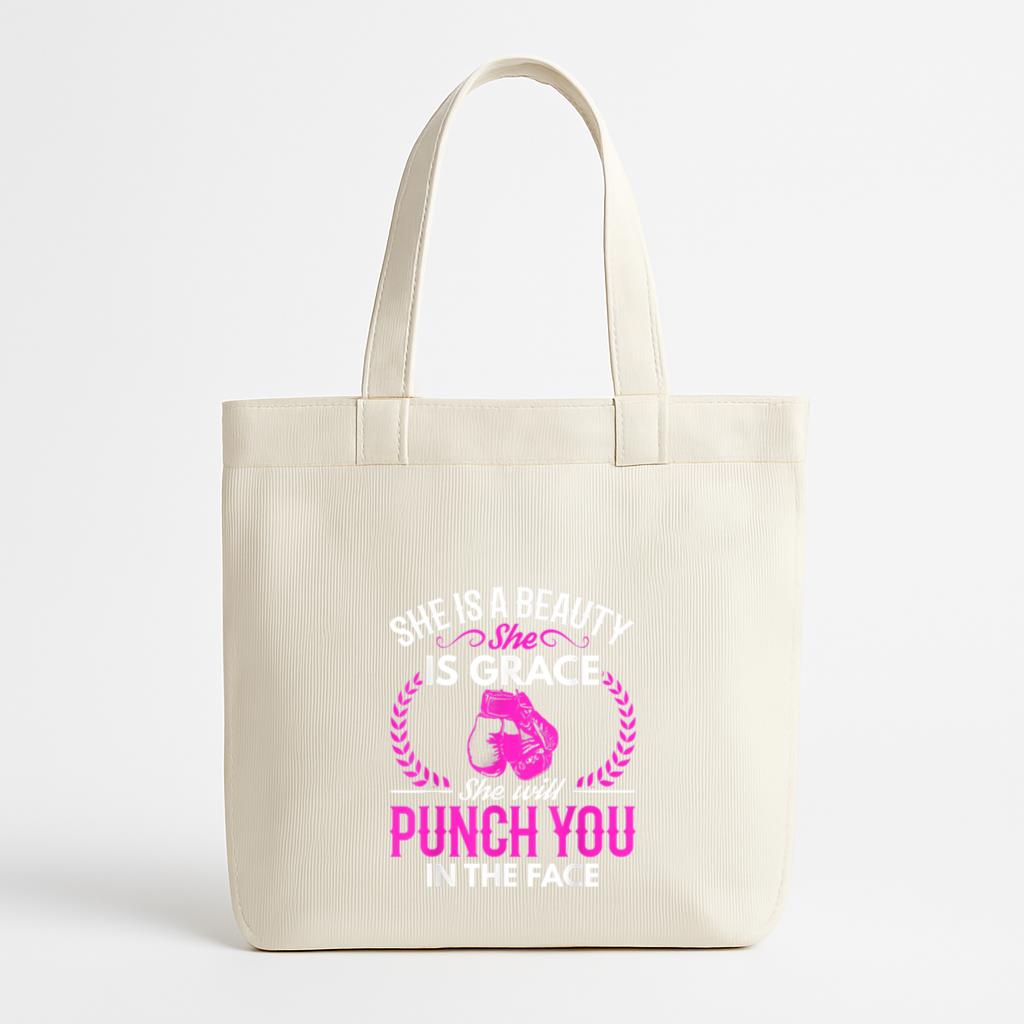 Boxing She Will Punch You In The Face Canvas Tote Bag