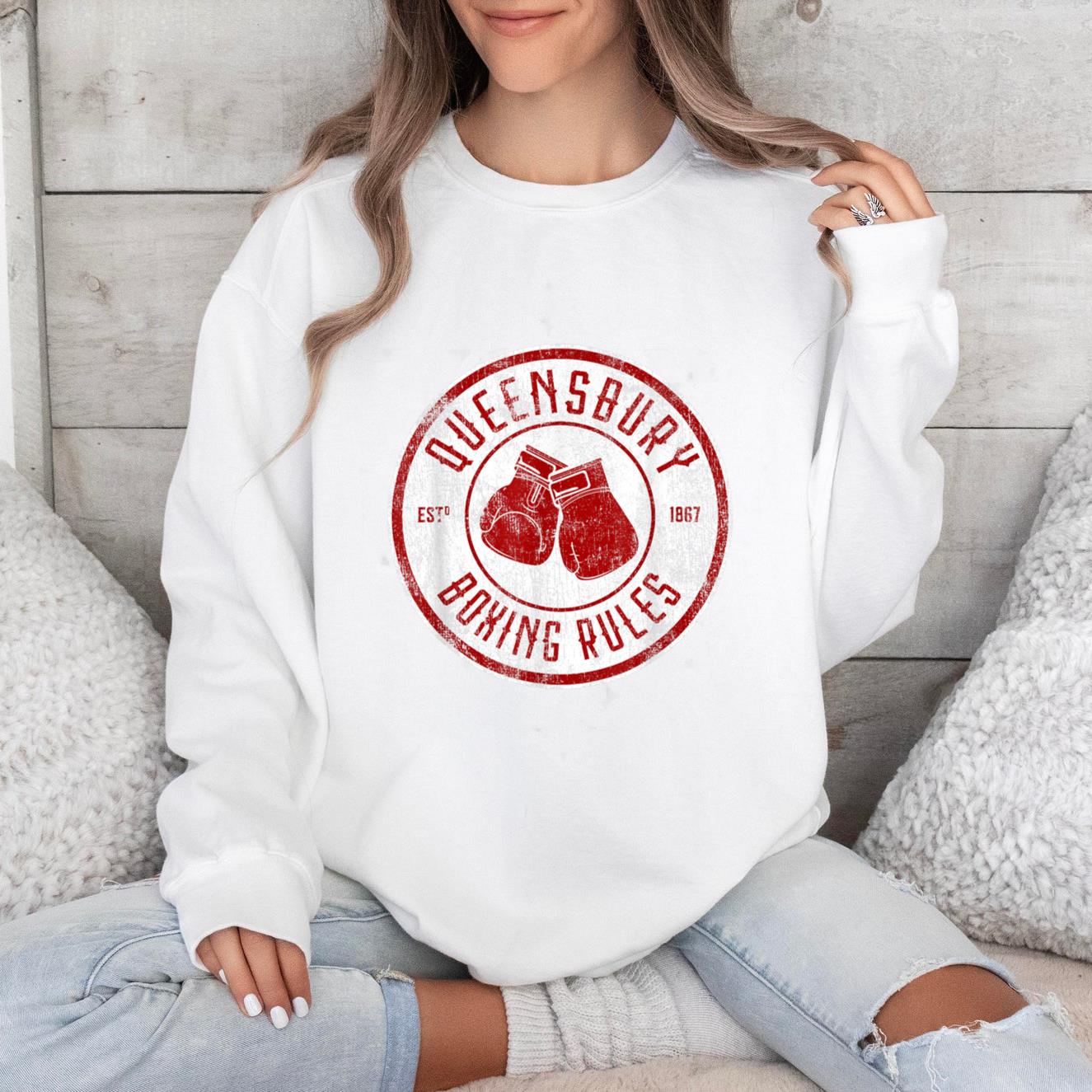 Distressed Queensbury Boxing Rules Vintage Boxing Sweatshirt