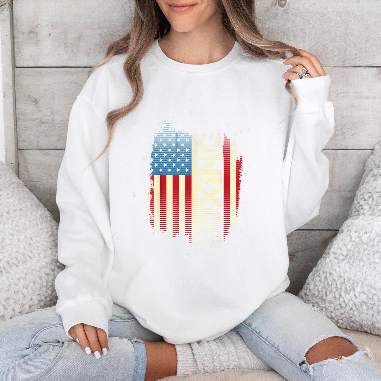Patriotic USA Flag Boxing Sweatshirt