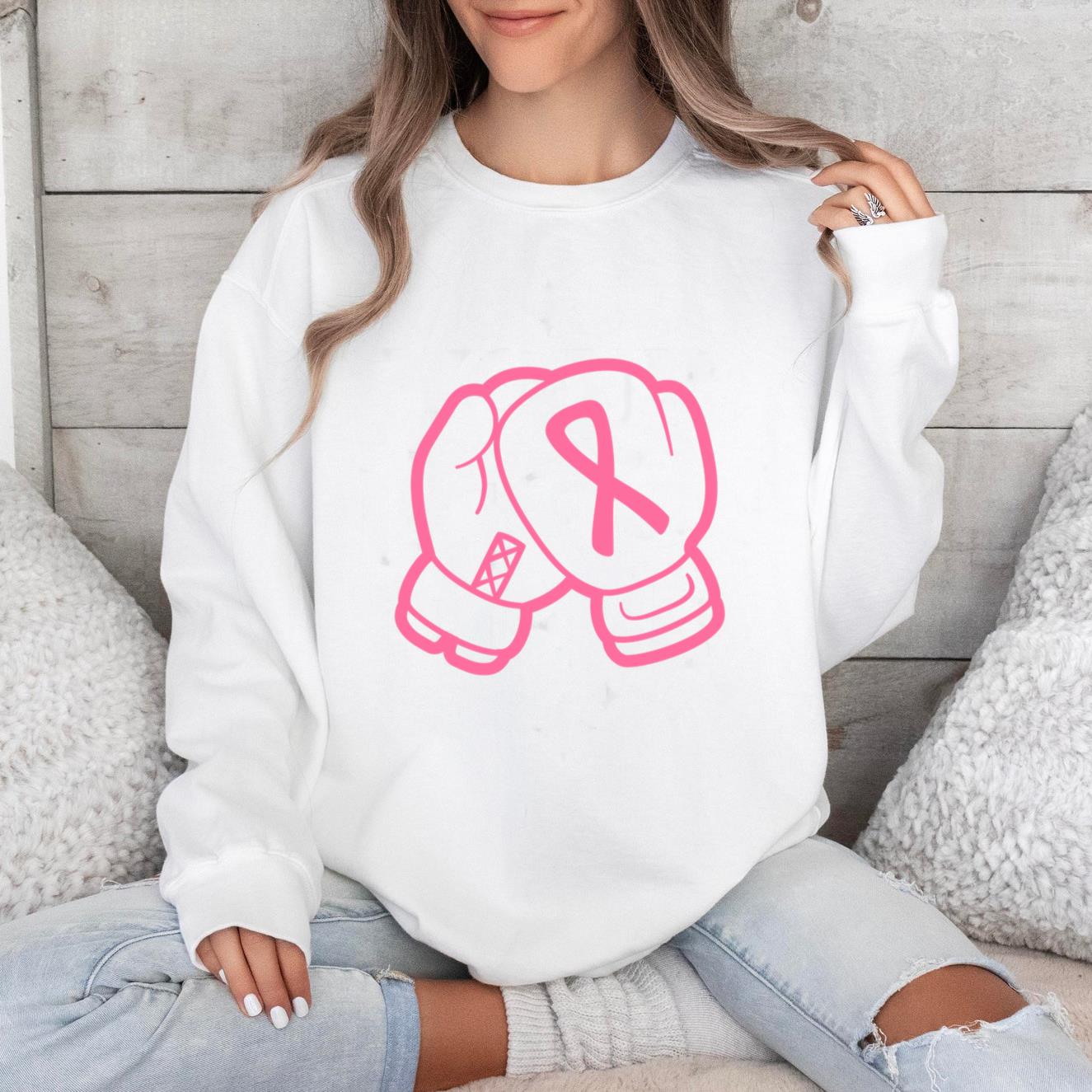 Pink Boxing Glove With A Pink Ribbon Sweatshirt