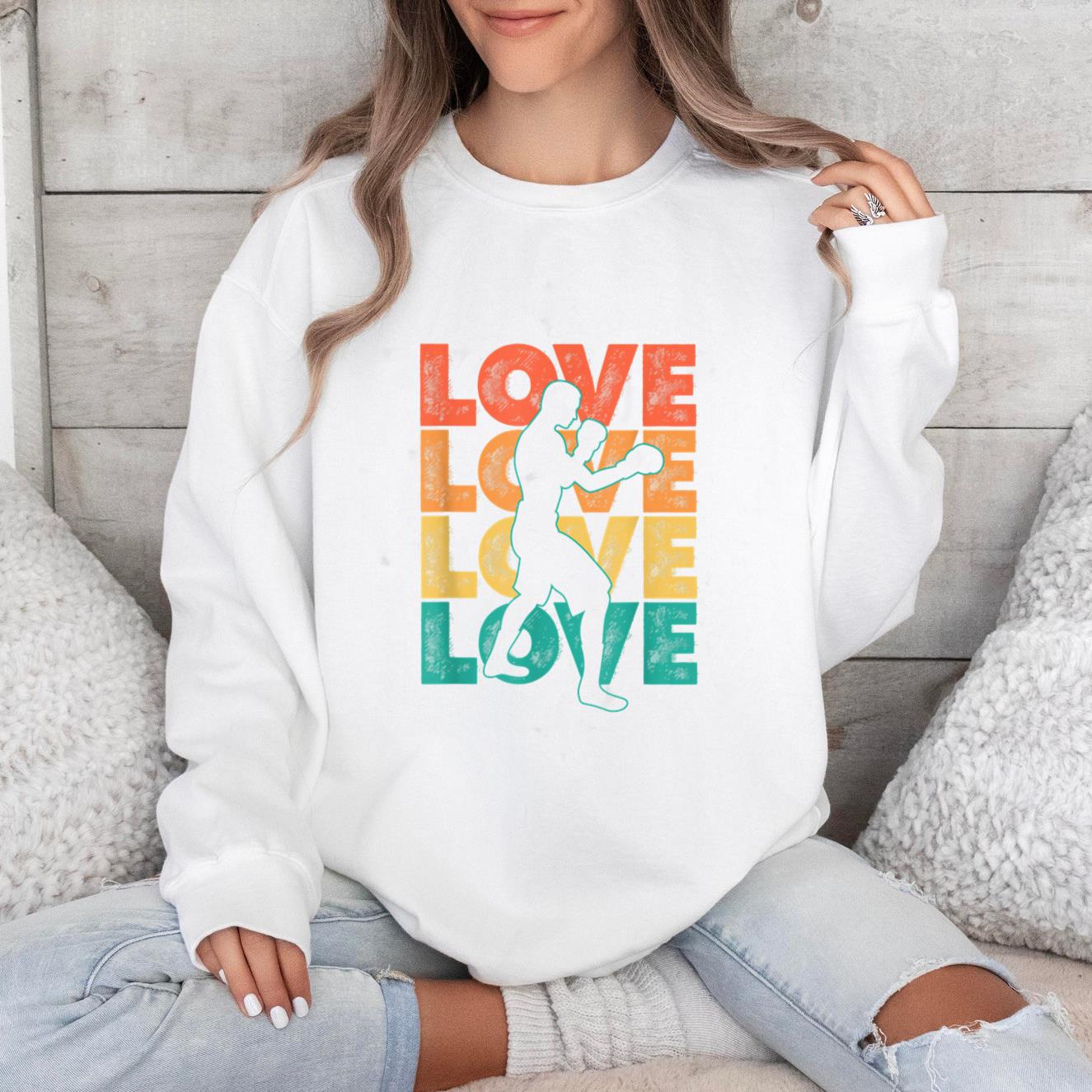 Retro I Love Boxing Sweatshirt