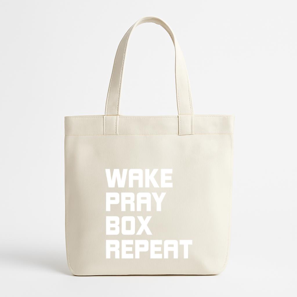 Wake Pray Box Repeat Boxing Canvas Tote Bag