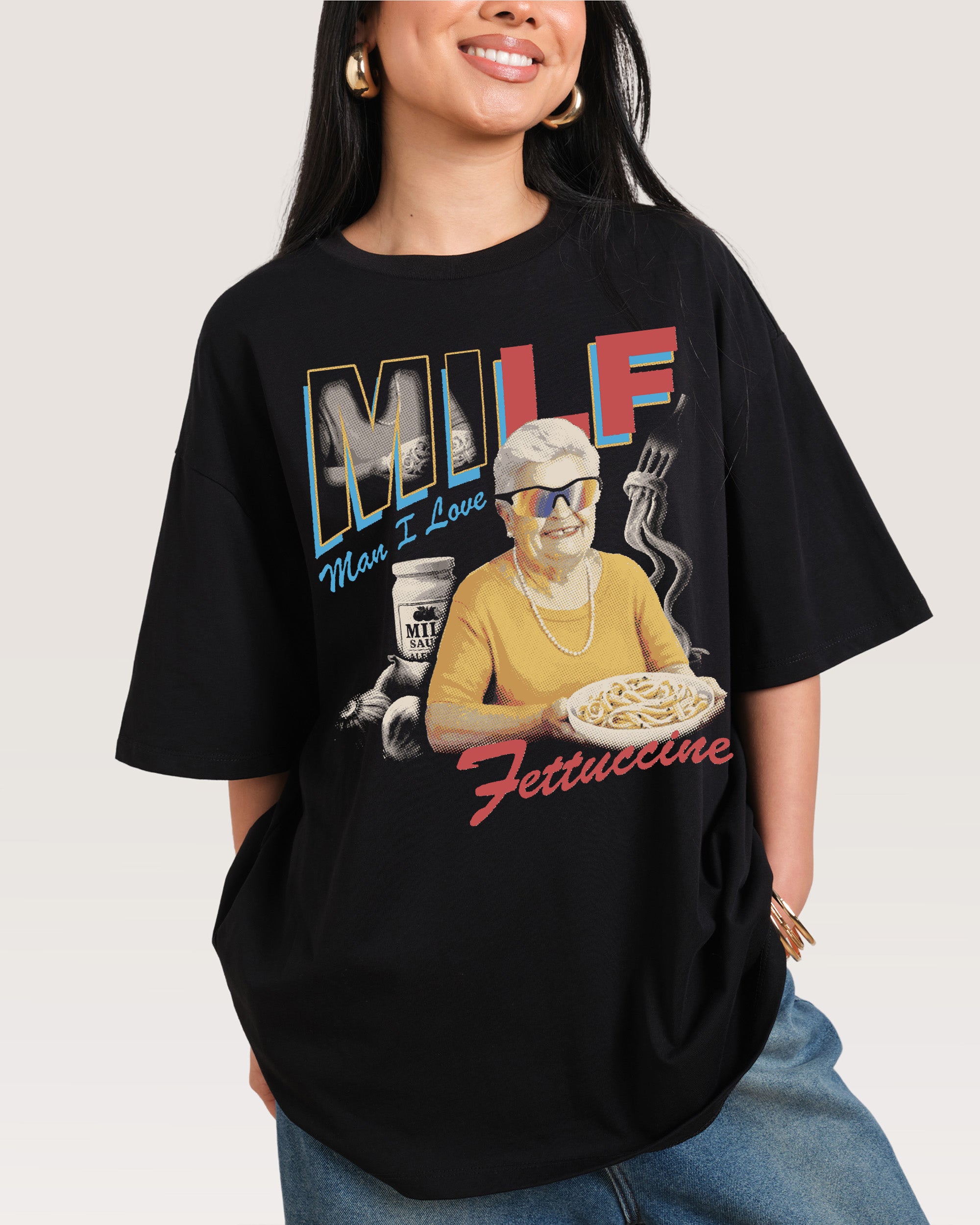 Man I Love Fettuccine Oversized Graphic Tee Threadheads Unisex 90s Boxy Fit Combed Cotton