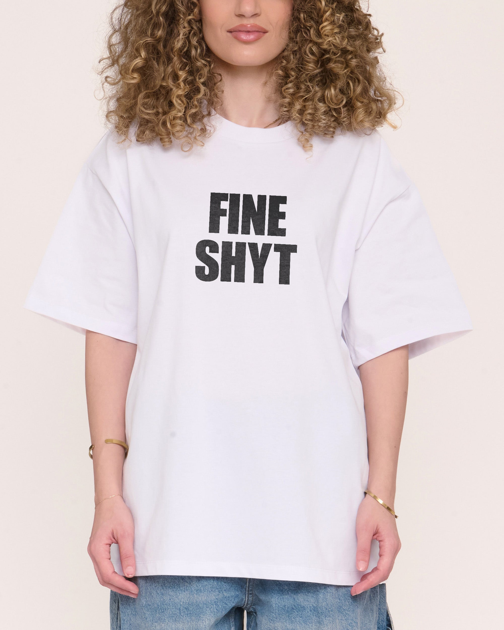 Threadheads Fine Shyt Oversized Graphic Tee Unisex 90s Boxy Fit 100% Combed Cotton